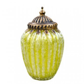 CG-004-027 POTICHE DECORATIVO DE VIDRO VERDE 17X11 CM