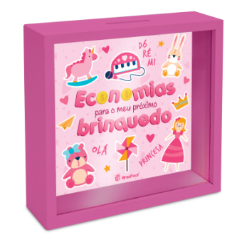 2725 quadro cofre - economia para meu brinquedo rosa