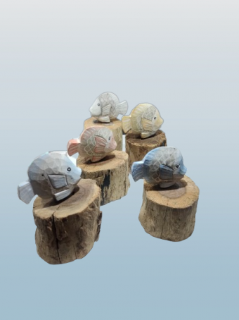 60825 PEIXE C/ BASE DE MADEIRA 8CM LARANJA