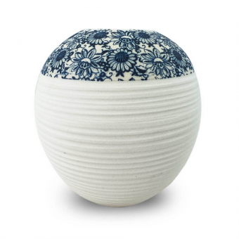 000156 vaso decorativo nakine ceramica branco floral 21x17x17
