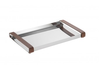 802179 BANDEJA FIRENZE C/ ALCAS EM COURO 40 X 26,5CM