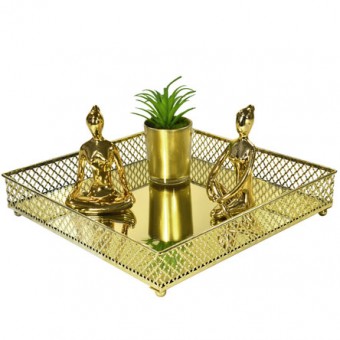 CG-009-109 BANDEJA METAL DOURADA LAYERS ESPELHADA 25X05 CM
