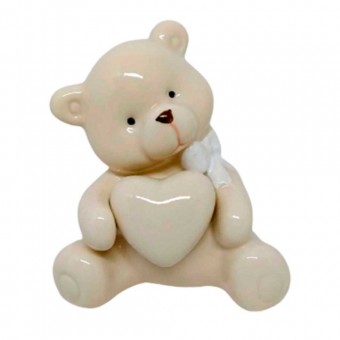 Qwk203 urso coracao porcelana 7,5x5,6x8,3cm