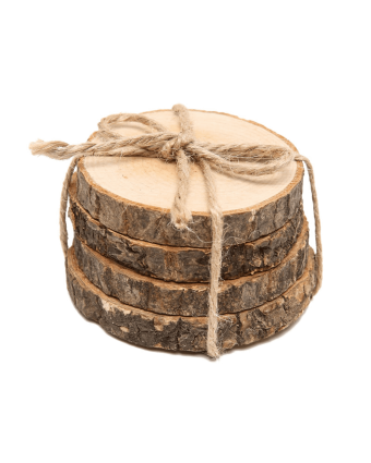 24065 Jogo de 4 porta copos em madeira D10xA4cm