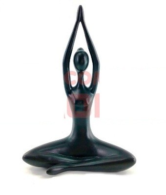 YQ8936 ENFEITE DE RESINA YOGA PRETO 22X11X33 CM