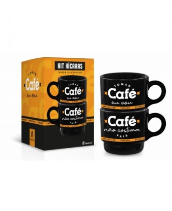 13356 CANECA EMPILHADA DUPLA ONIX - TOMAR CAFE EU VOU