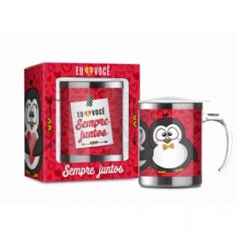 2130 CANECA PLASTICA INOX TEMAS SUM - SEMPRE JUNTOS PIN