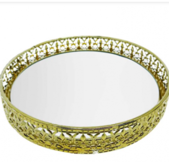 BANDD04 BANDEJA 17CM MARMORIZADA MOLDURA METAL