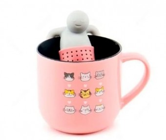 10024367 CANECA 350ML C/ INFUSOR P/ CHA I LOVE CATS   :SEM GTIN