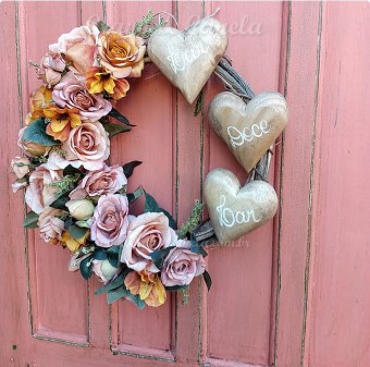 7430 guirlanda com flor 3 coracoes lar doce lar