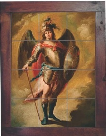 3093ag-064 quadro azulejo arcanjo são miguel 48x38cm