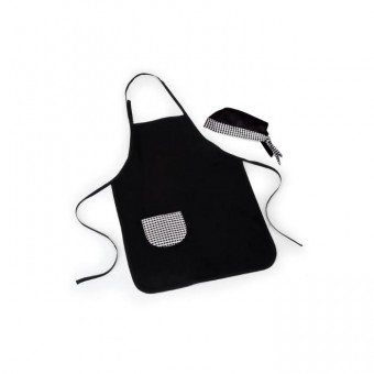 AV-02511 AVENTAL E BANDANA GOURMET EM BRIM - PRETO