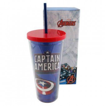 0100227130000001 COPO CANUDO 650ML COM EFEITO METALICO CAPITAIN AMERICA.Ean :7908011707457