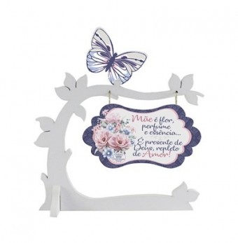 P17420 ENFEITE PLACA BORBOLETA MÃE ÉS FLOR, PERFUME...19X16