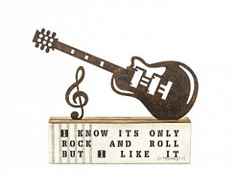 FE663 ESCULTURA DE MESA FERRO GUITARRA "I KNOW..."