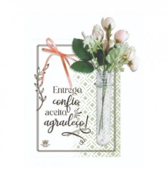 P19834 quadro com aplique tubete e flores entrego, confio, aceito...