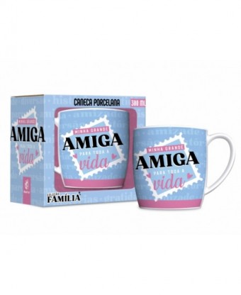 14118 CANECA PORCELANA URBAN 300ML FAMILIA - AMIGA PARA VIDA