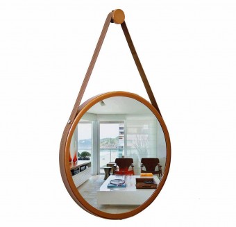AF004 ESPELHO ADNET REDONDO 400MM MARRON C ALCA MARROM