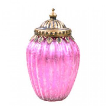 CG-004-024 POTICHE DECORATIVO DE VIDRO ROSA 17X11 CM