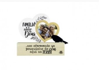P19364 MADEIRINHA CRU COM PORTA RETRATO E ACRILICO FAMÍLIA  AMOR DE DEUS 16X20