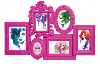 2950 - porta-retrato rosa - 6 fotos