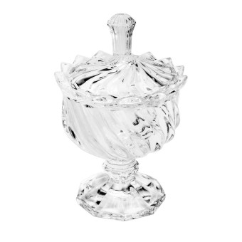 7038 potiche decorativo c/pe de cristal de chumbo mali 9,5x14,5cm