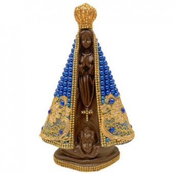 I-FNA25 N SRA NEGRA PEROLA AZUL C/ FLOR 25 CM