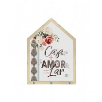 P17832 PORTA-CHAVE CASINHA CASA + AMOR 23X16,5