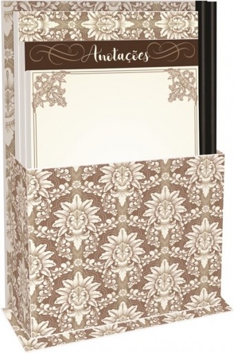 C130 KIT C/3 BLOCOS NO EXPOSITOR FLORAL MARROM 18X12,5