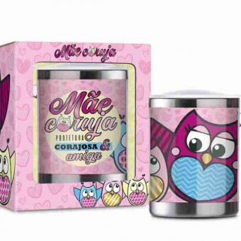 1969 caneca plastica inox temas sum - mae coruja