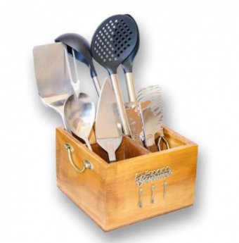 17792 PORTA TALHERES 4 DIVISOES ESPACO GOURMET ALCA METAL PINUS LUXO