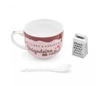 LI1578 CANECA RALADOR E COLHER LOVE CHOCOLATE
