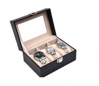 Sx3 p.relogio 3pc couro sintetico madeira