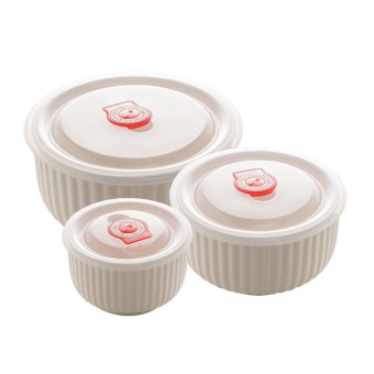 8591 cj 3 refratarios de porcelana new bone c/tampa de plastico siena branco 900ml/600ml/300ml