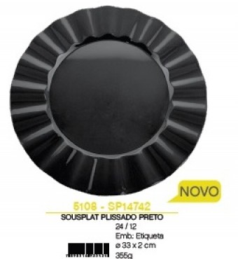 Sp14742 sousplat plissado preto