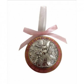 F1302106 medalhao de berco anjo da guarda rosa