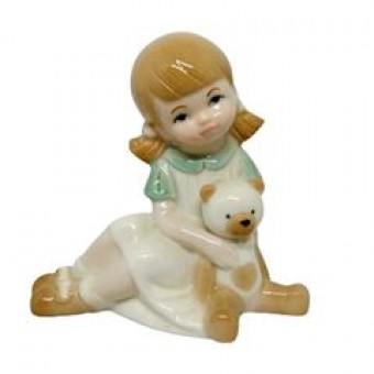 Qwk234 menina urso porcelana 13,5x8x13cm