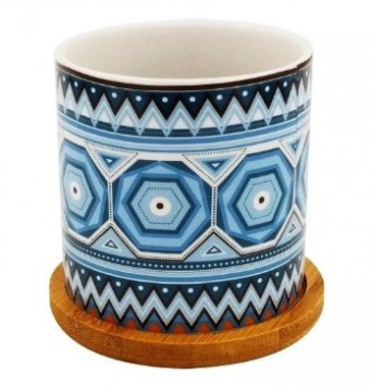 Dva184 vaso base bambu 7,5x9cm ceramica