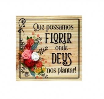 P19070 PLACA DE MESA CRU COM APLIQUE QUE POSSAMOS FLORIR....FLORAL VERMELHO 16,5X16,5