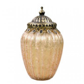 CG-004-028 POTICHE DECORATIVO DE VIDRO BEGE 17X11 CM