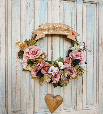 7402 Guirlanda flores 42 cm + coracao Neste Lar m
