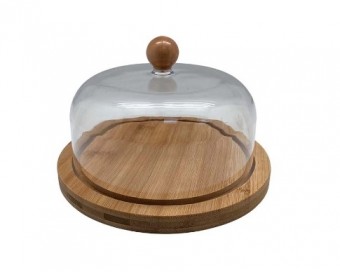 ZFJ6026 QUEIJEIRA DE BAMBU COM TAMPA DE PLASTICO 20CM