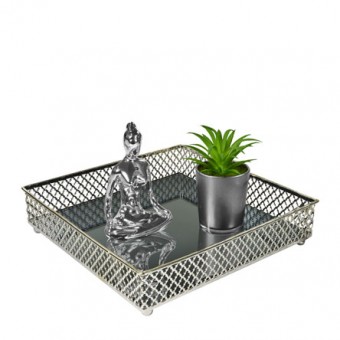 CG-009-100 BANDEJA METAL PRATA LAYERS ESPELHADA 21X05 CM