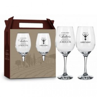 1272 CONJUNTO 2 TACAS VINHO - VIVA A AMIZADE