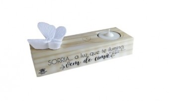 P19356 PLACA DE MESA VELA SORRIA...A LUZ QUE TE ILUMINA...9X21,5X7,5