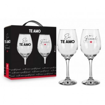 10425 TACA VINHO C/ 2UN - TE AMO E PONTO