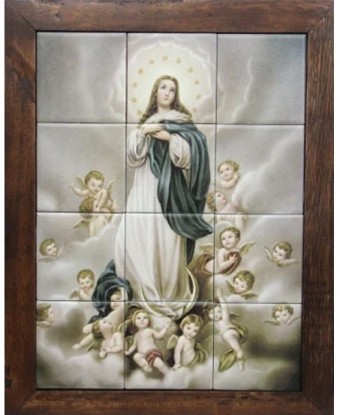 3093ag-086 quadro azulejo - nossa sra conceição - 48x38cm