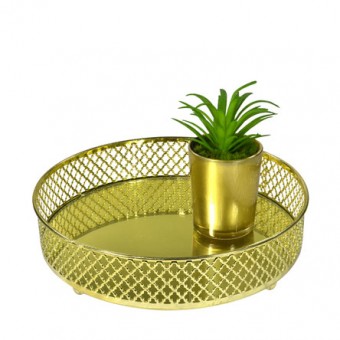 CG-009-108 BANDEJA METAL DOURADA LAYERS ESPELHADA 21X05 CM