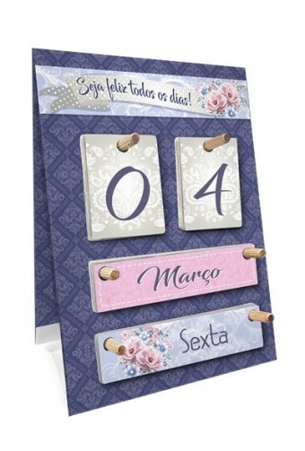 C123 calendãrio permanente de mesa floral 26x18