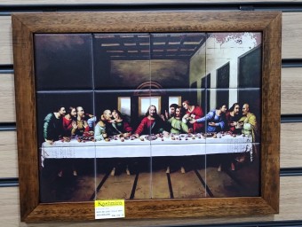 3093ag-005 quadro azulejo santa ceia48x38cm